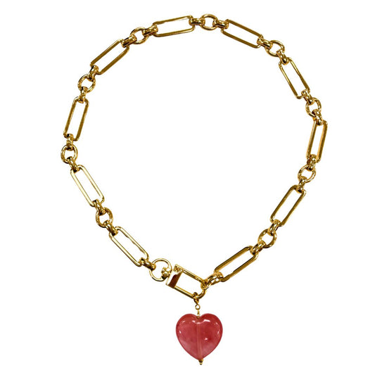 Pink Marble Heart Necklace