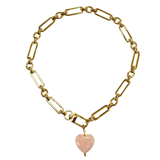 Light Pink Marble Heart Charm Necklace