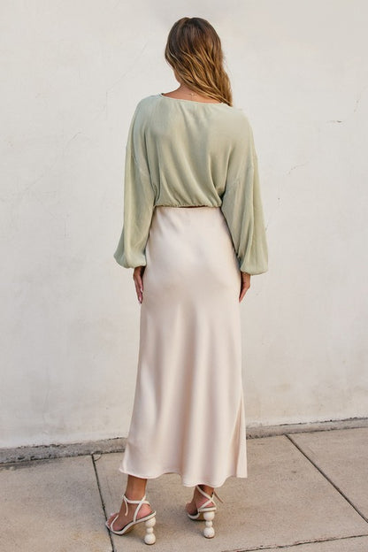 Champagne Satin Maxi Skirt