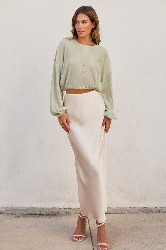 Champagne Satin Maxi Skirt