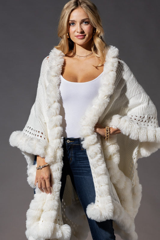 Woven Ivory fur cape