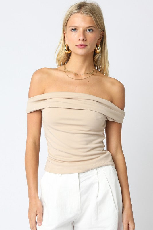 Khaki Off-Shoulder Top