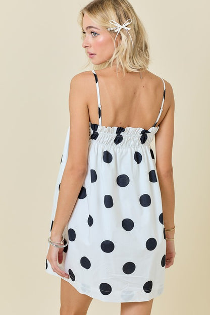 White/Black Polka Dot Mini Dress