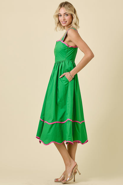 Square Neck Scalloped Dress