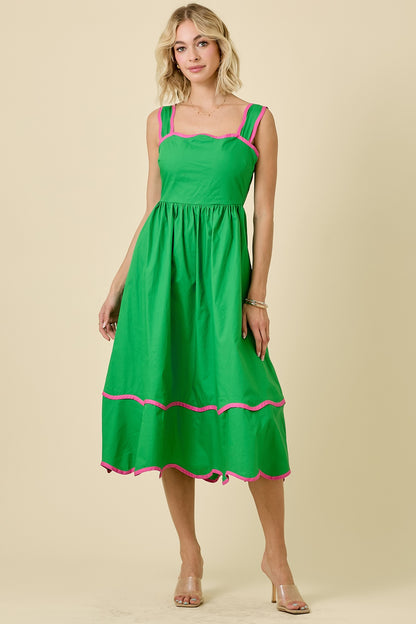 Square Neck Scalloped Dress
