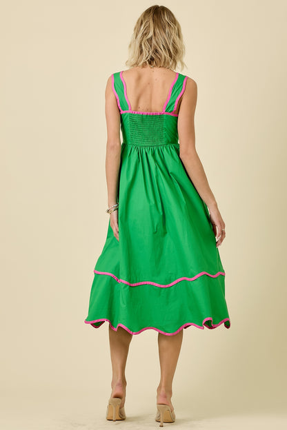 Square Neck Scalloped Dress