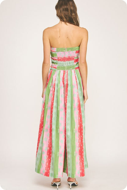 Green/Red Tube Stripe Jumpsuit