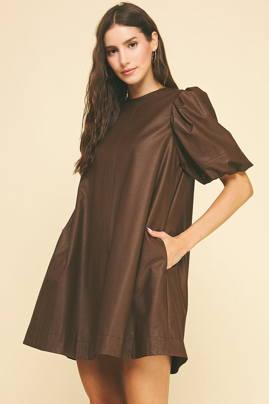 Brown Leather Tunic Dress