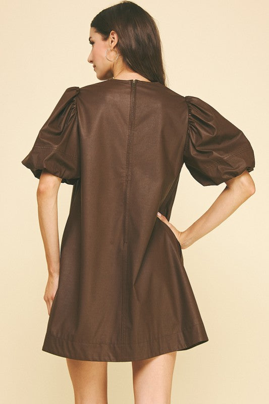 Brown Leather Tunic Dress