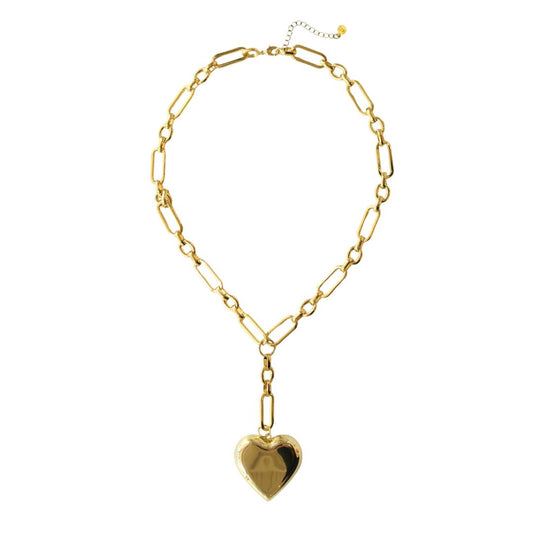 Gold Heart Charm Chain Necklace