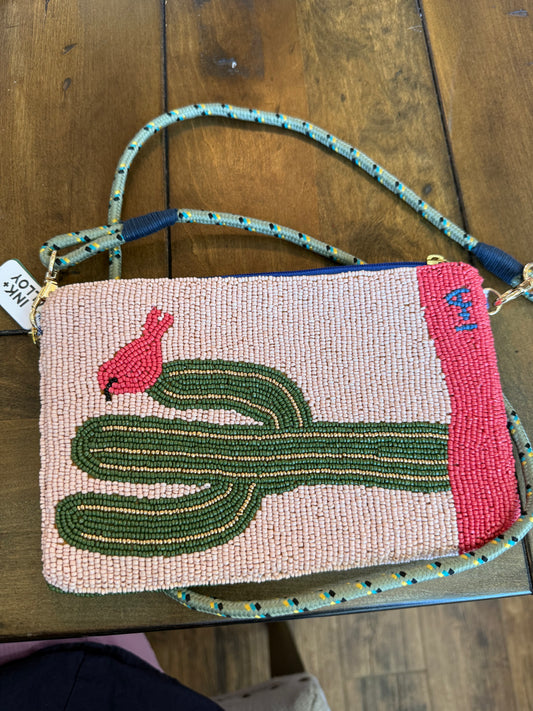 Boot and Cactus Beaded Clutch