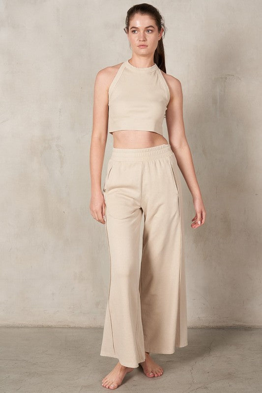 Cream Halter Pants Set
