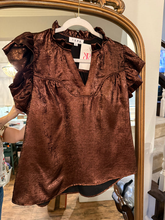 Copper Flutter Sleeve Top