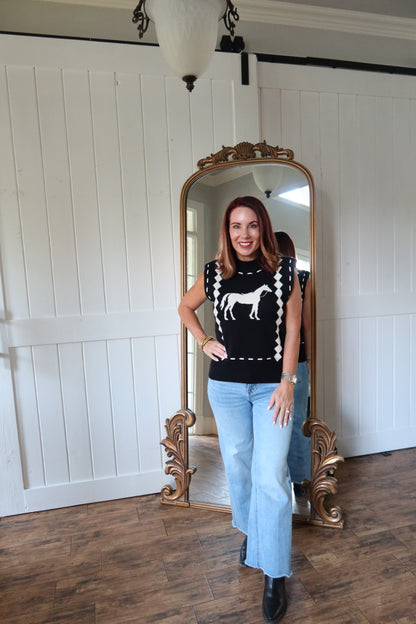 Black Horse Knit Vest