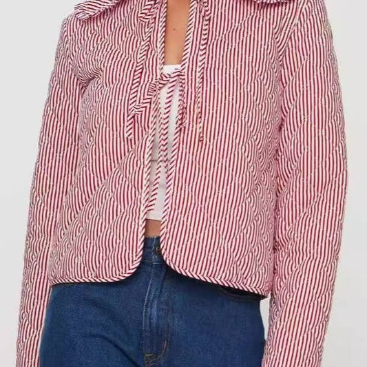 Oversized Collar Ribbon Tie Jacket