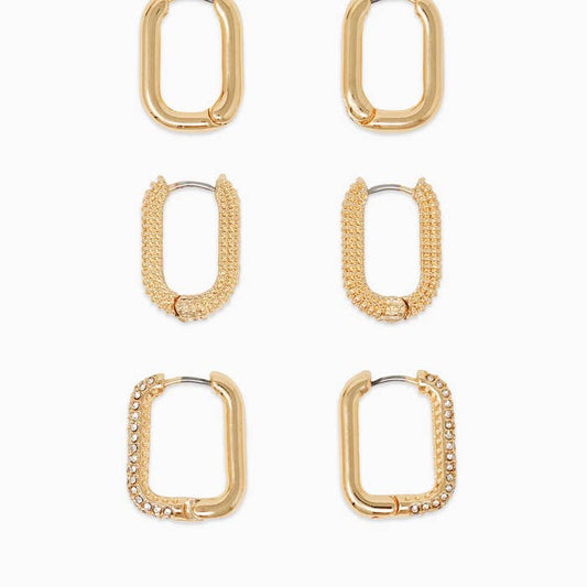 Oval U-Hoop Earring Set of 3