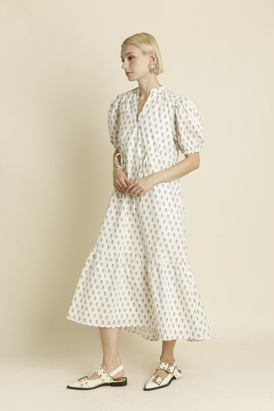 White Floral Midi Dress