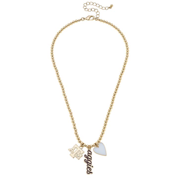 Aggies Ball Bead Charm Necklace