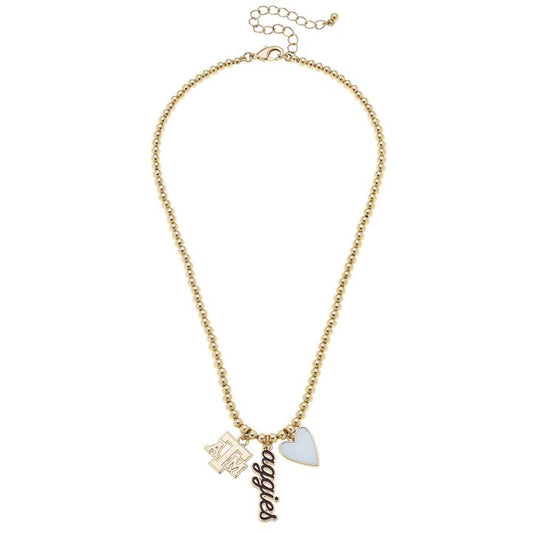 Aggies Ball Bead Charm Necklace