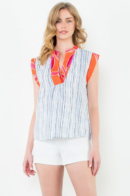 Contrast Striped Sleeveless Top