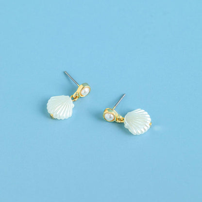 Shell Pearl Drop Earrings