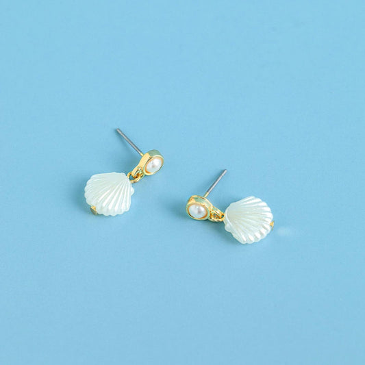 Shell Pearl Drop Earrings