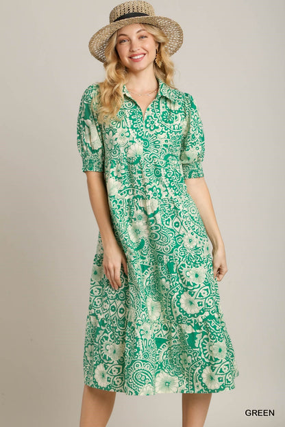 Paisley print Green Dress