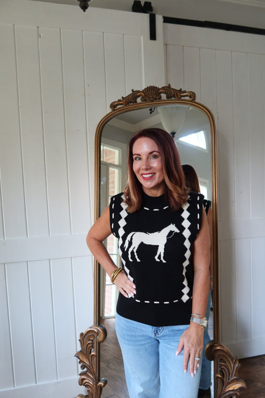 Black Horse Knit Vest