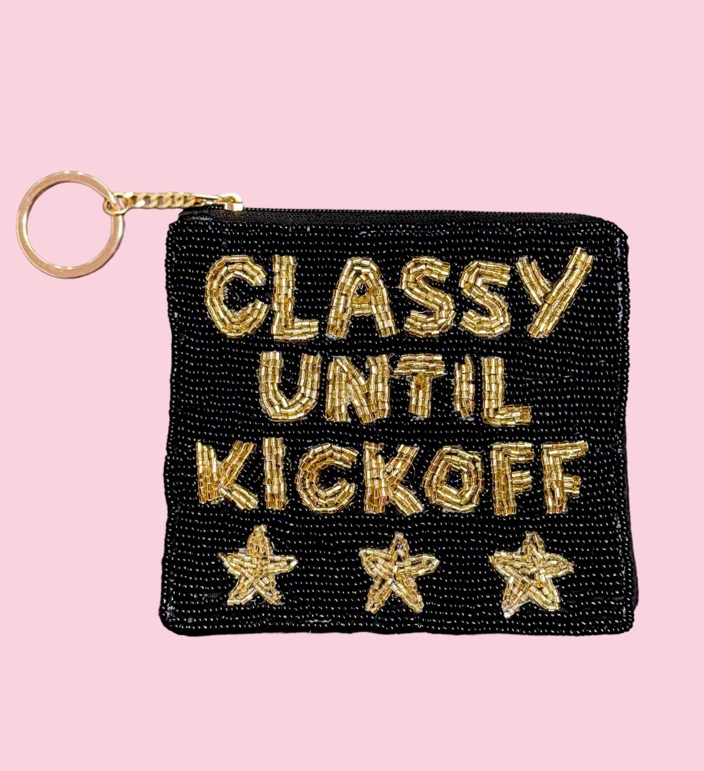 Gold/Black Game Day Beaded Coin Purse
