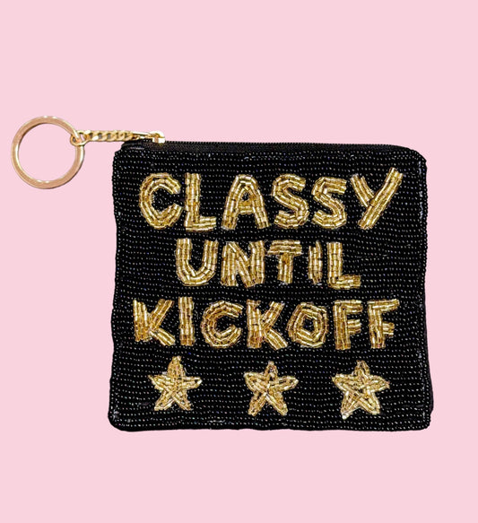 Gold/Black Game Day Beaded Coin Purse
