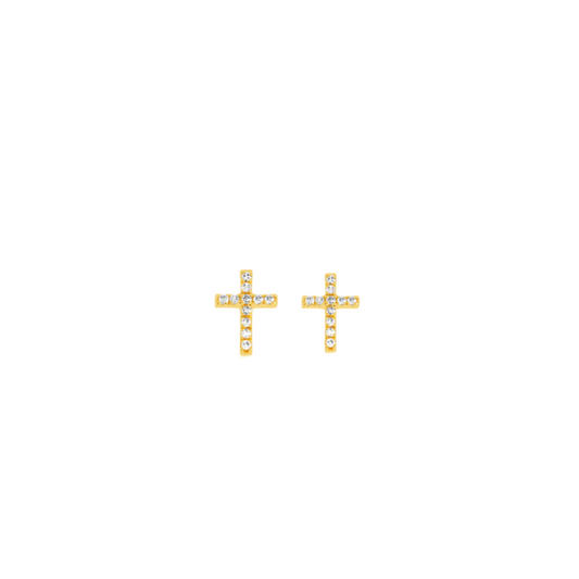 Micro Pave CZ Cross Studs