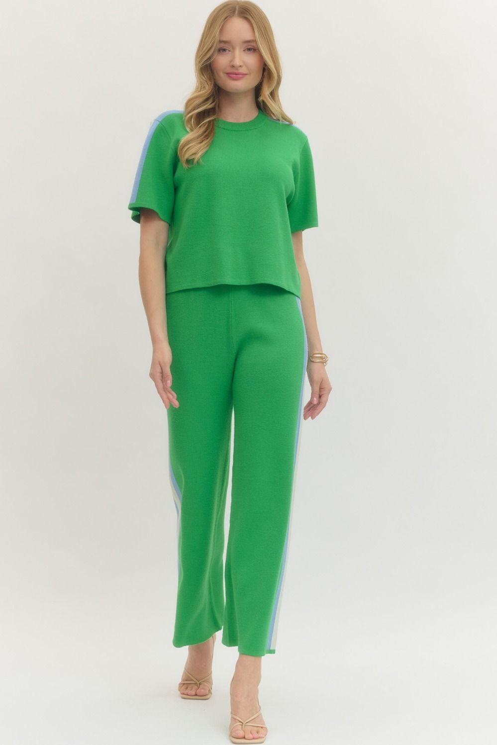 Green Striped Pant Set