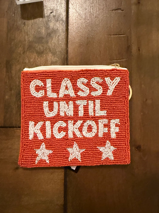 Orange/White Game Day Beaded Coin Purse