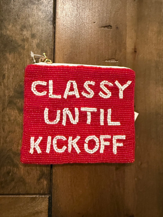 Red/white Game Day Beaded Coin Purse