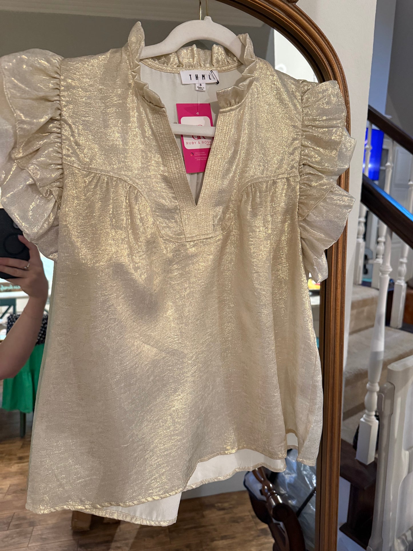 Beige Flutter Sleeve Top