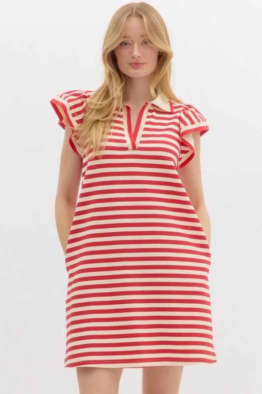 Red Striped Polo Dress