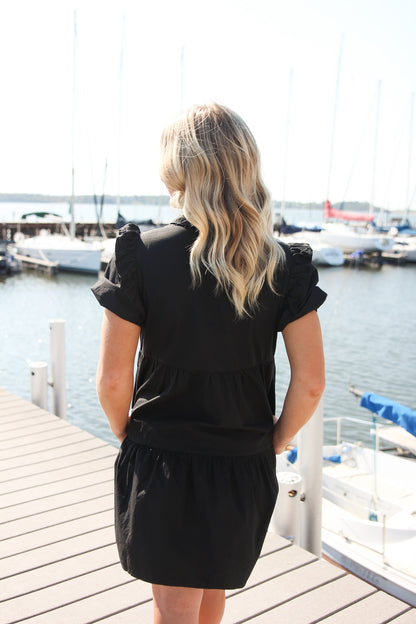 DM Black ruffle sleeve dress