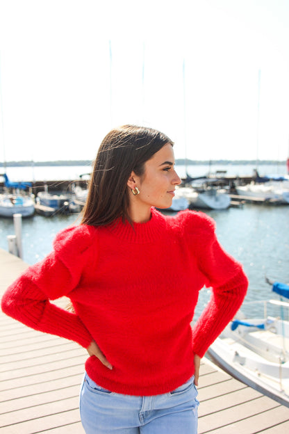 red long sleeve top