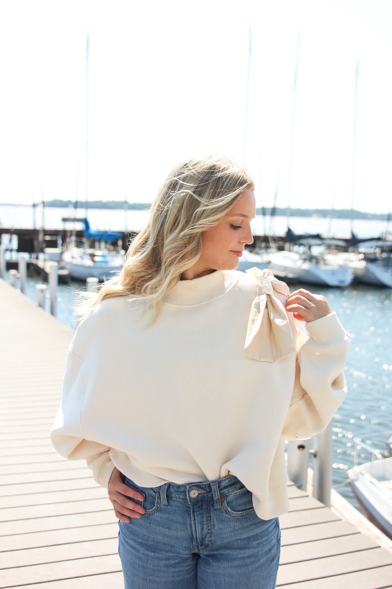 cream bow sweater