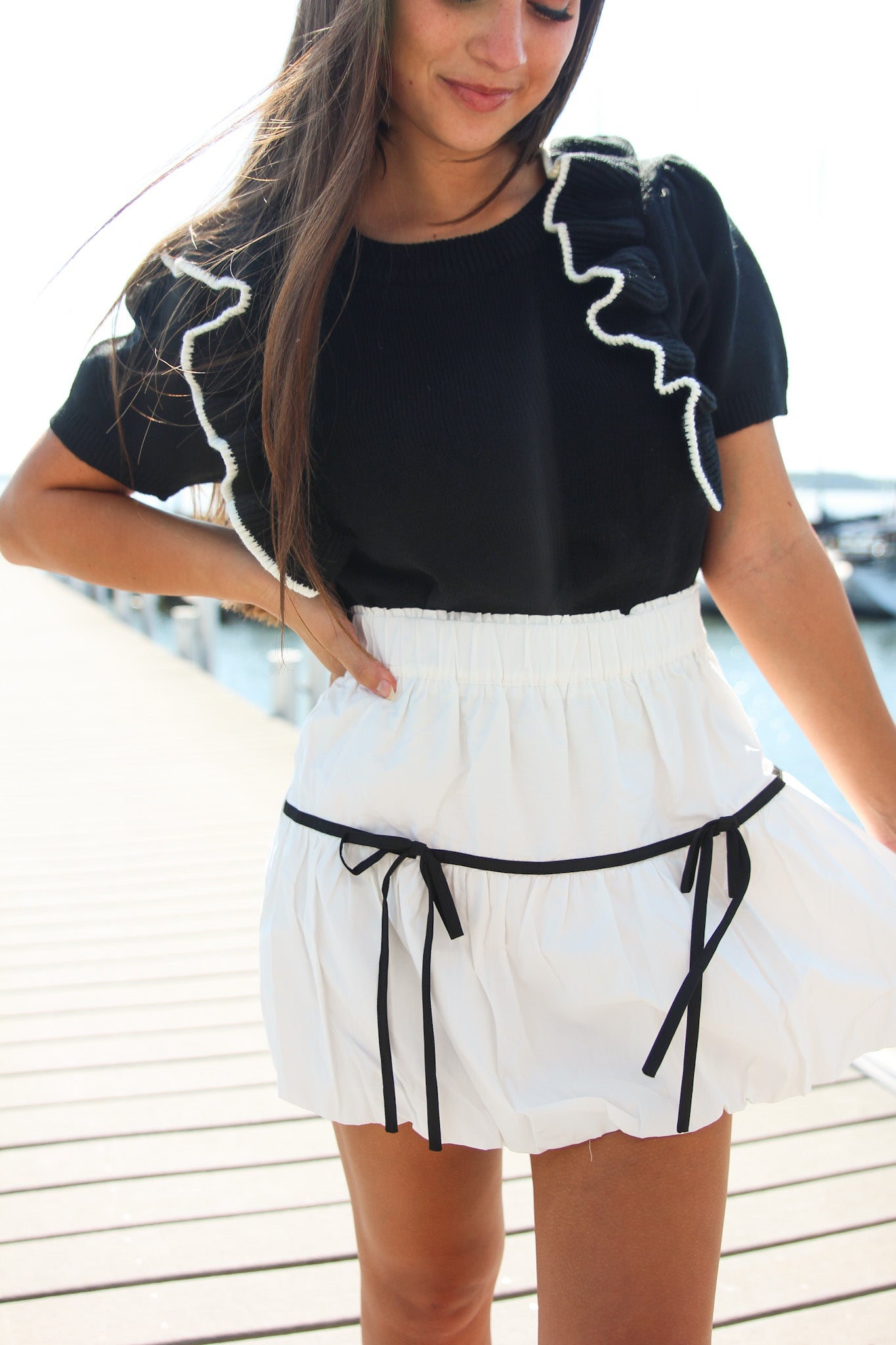 DM white bow skirt