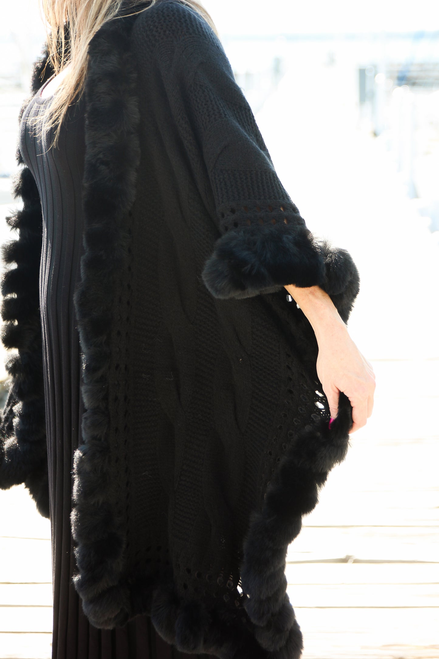 Faux fur cape