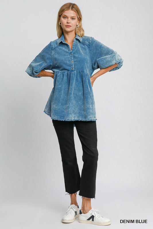 Denim Courduroy tunic dress