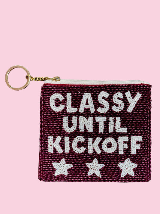 Maroon/Stars Game Day Beaded Coin Purse