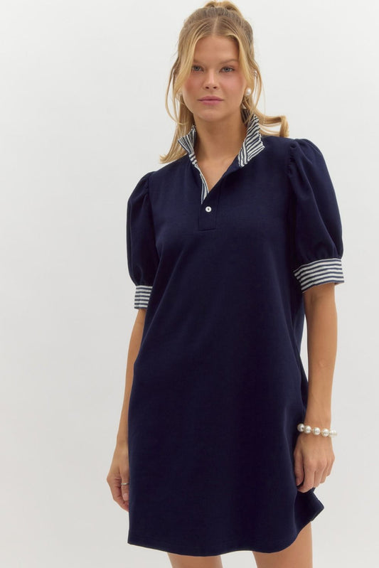 Navy Polo Pullover Dress