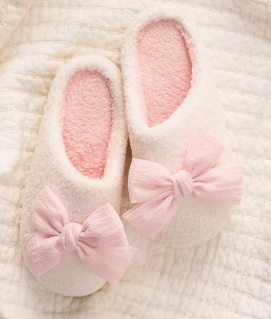 Blush Bow Slippers