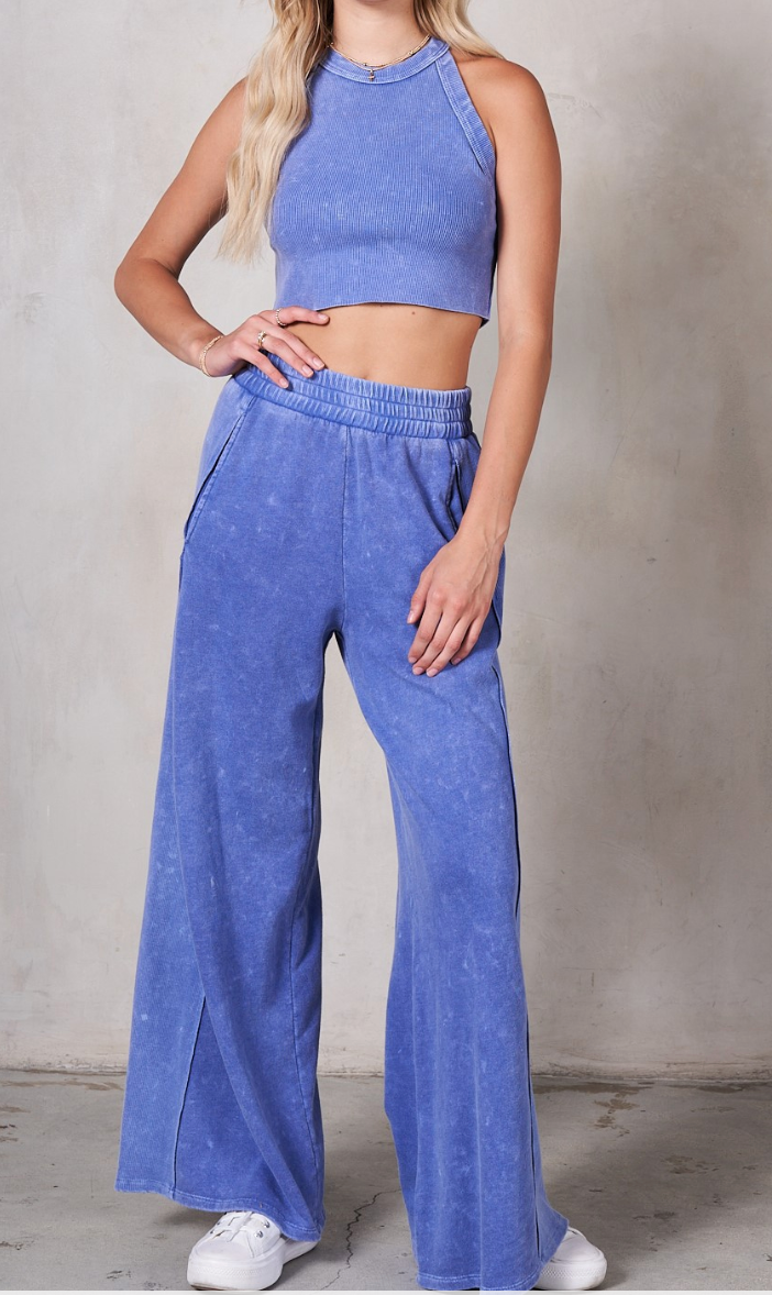 Light Blue Halter Top Set