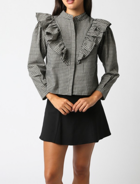 Gingham Ruffle Blouse