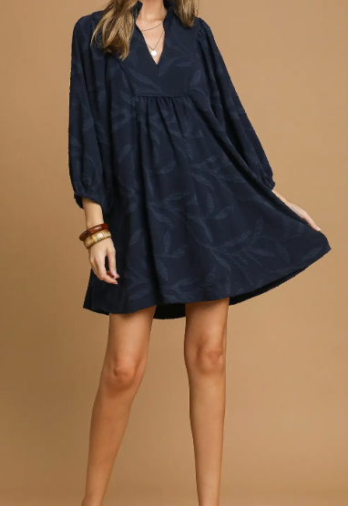 Navy V-Neck Dress
