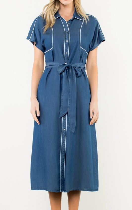 Denim Button Up Midi Dress