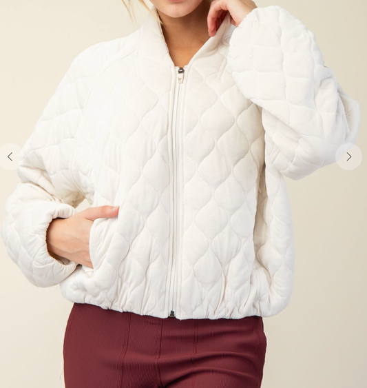 Quilted Cream Jacket and Skirt Set